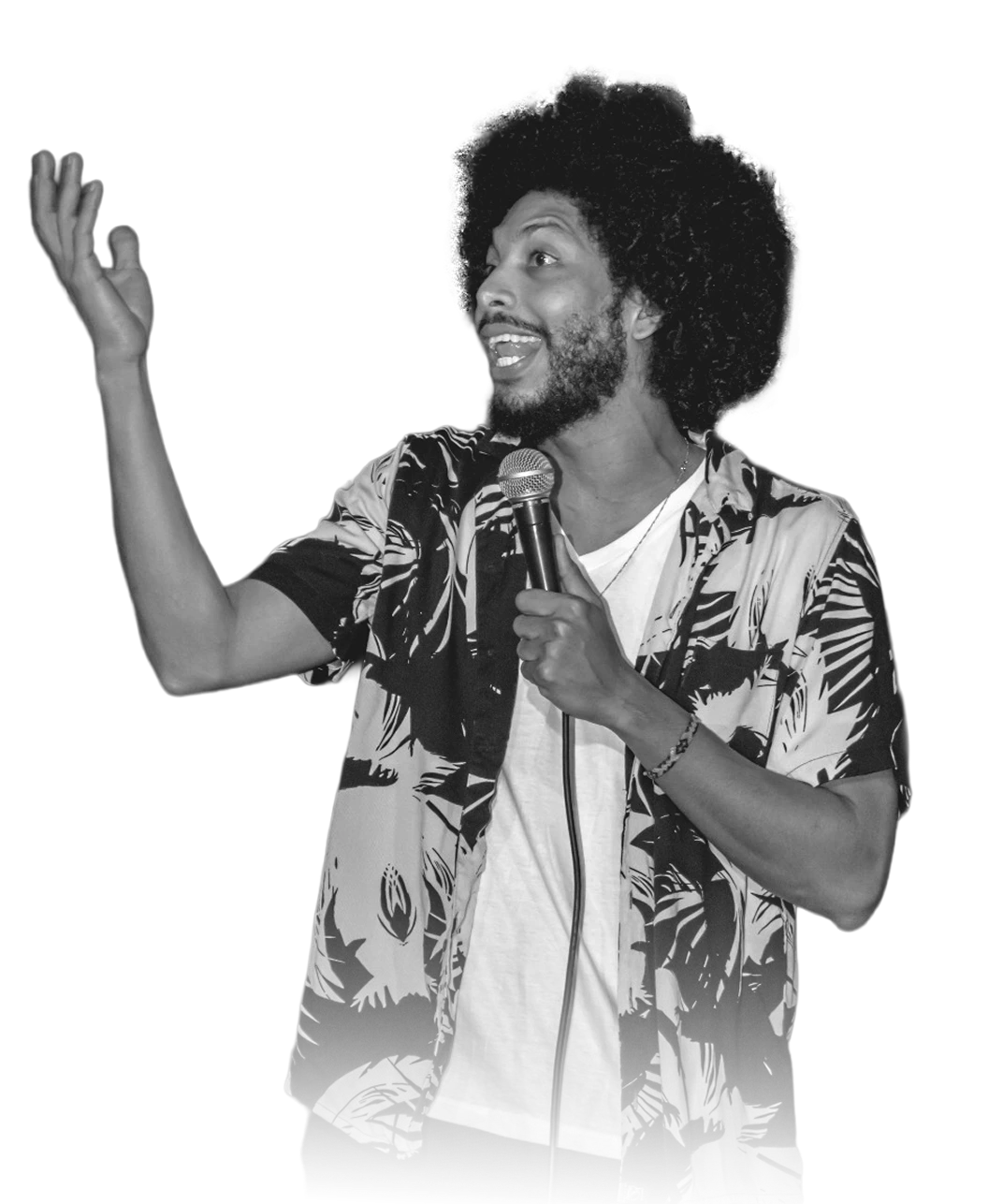 Comediante con micrófono